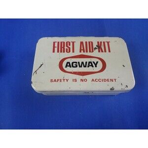 Vtg Norton Safety Agway Metal Box First Aid Kit Wall Hanging Read